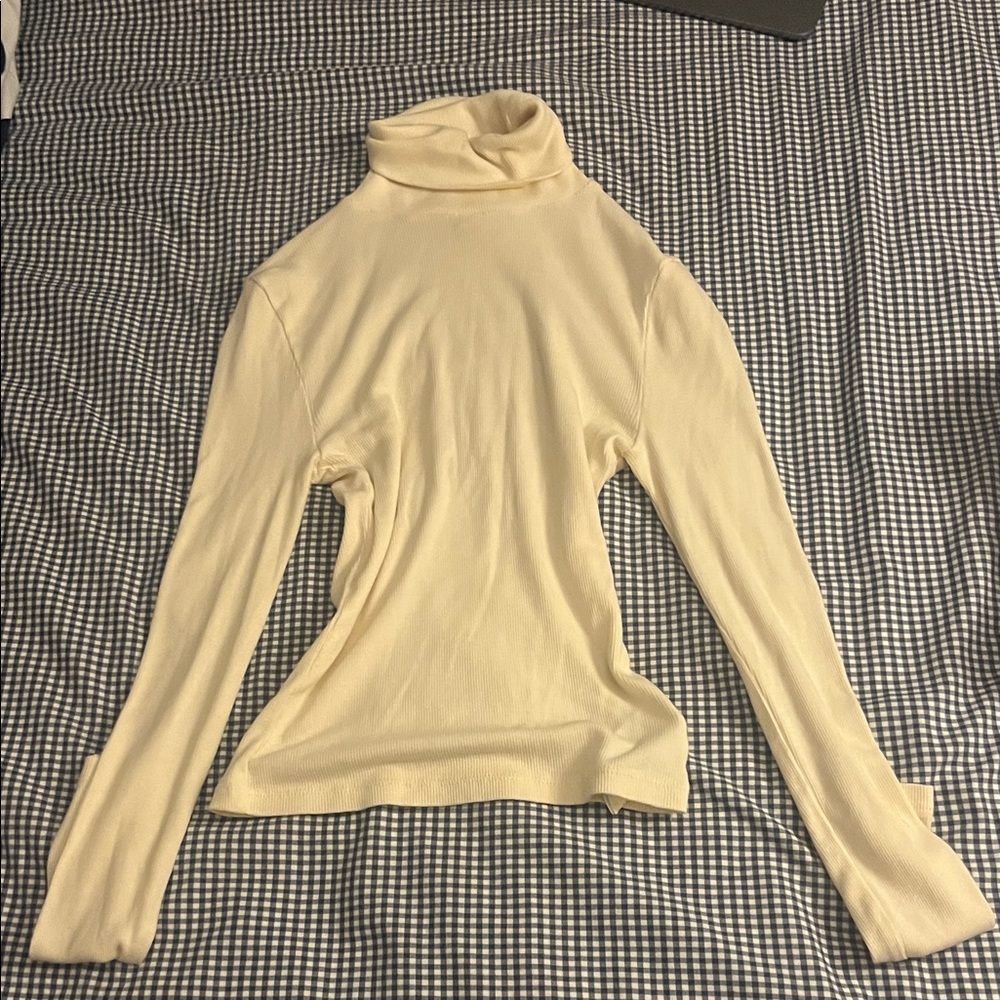 Madewell Ribbed Cream Turtleneck Sweater